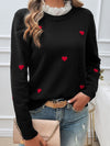 Devine Lace Detail Heart Long Sleeve Sweater