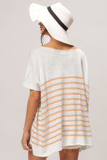 V Neck Striped Short Sleeve Top