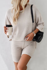 Devine Ribbed Round Neck Top and Shorts Set