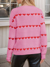 Heart Round Neck Long Sleeve Sweater