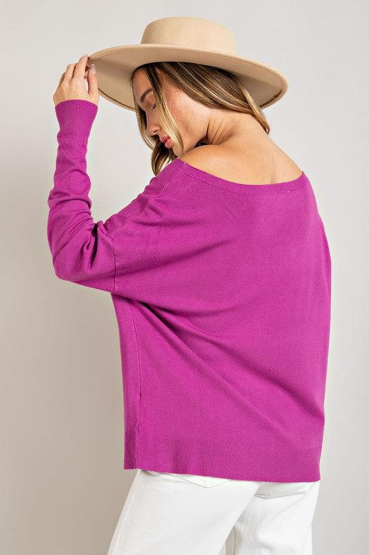 Orchid Wide Neck Sweater-Tops-Max Retail, Orchid Sweater, Orchid Wide Neck Sweater, sale, Sale Top, v-day, Wide Neck Sweater-M/L-[option4]-[option5]-[option6]-Womens-USA-Clothing-Boutique-Shop-Online-Clothes Minded